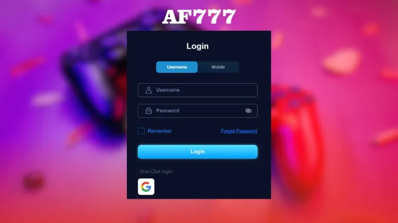 AF777 Login Form