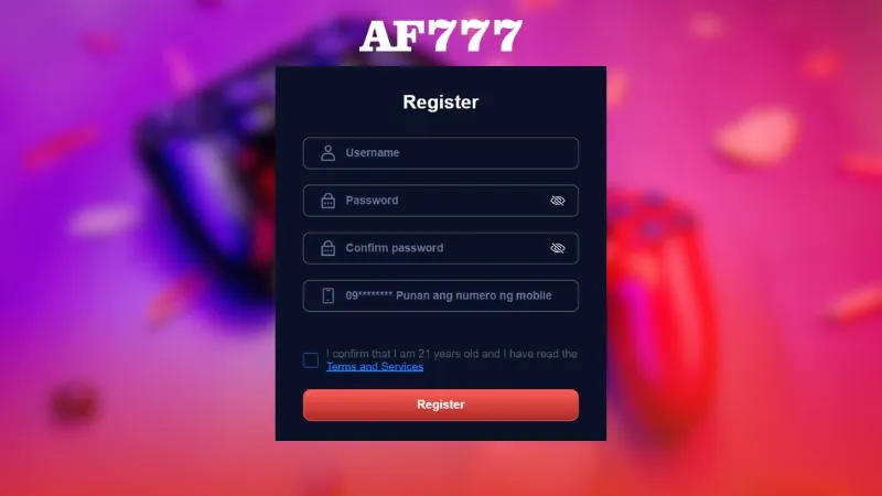 AF777 Register Form